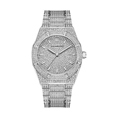 HANBORO 384-1 - Quartz St - full diamond-set, silver