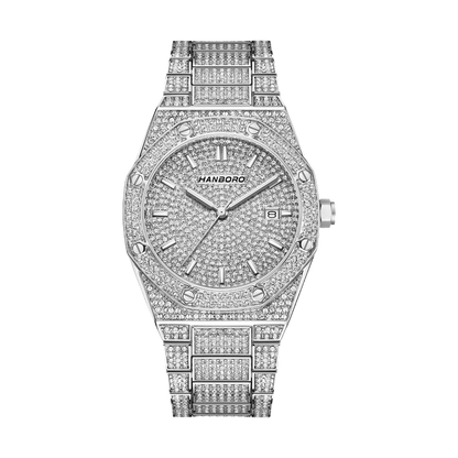 HANBORO 384-1 - Quartz St - full diamond-set, silver