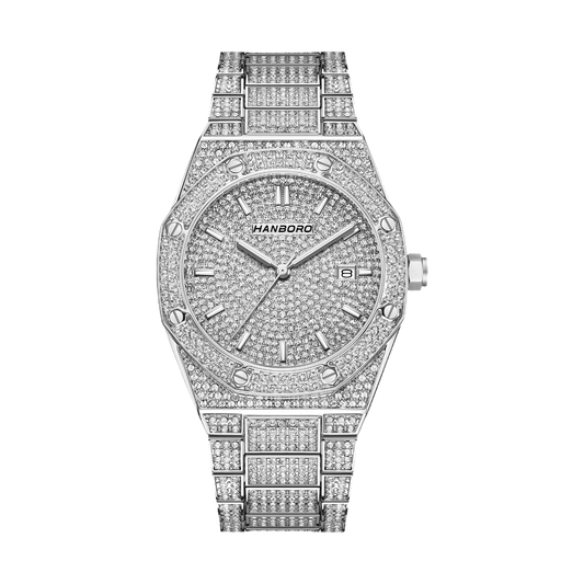 HANBORO 384-1 - Quartz St - full diamond-set, silver
