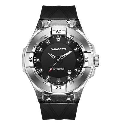 HANBORO 715 - Automatic M - black dial, silver bezel