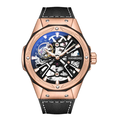 HANBORO 918 - Mechanical - Rose gold case black strap