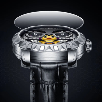 Sapphire crystal dome detail of Lucky Harvey 3D Bee Men’s Automatic Mechanical Watch