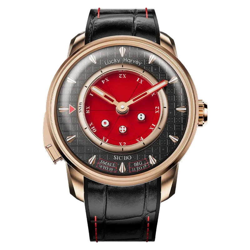 Lucky Harvey Dice Dial Automatic Mechanical Watch red dial front view