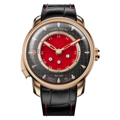 Lucky Harvey Dice Dial Automatic Mechanical Watch red dial front view