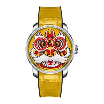 Lucky Harvey Lion Automatic Mechanical Watch yellow dial version with bright yellow strap