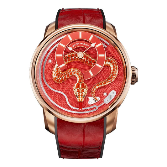 Lucky Harvey Snake Enamel Automatic Mechanical Watch with 3D enamel snake dial front view