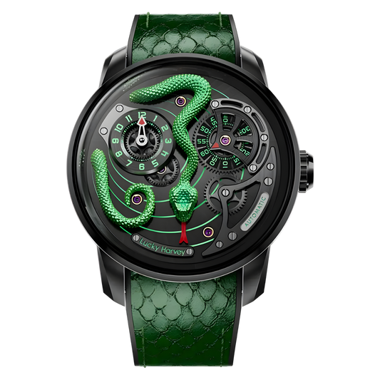 Lucky Harvey 3D Snake - A - green snake dial, black case
