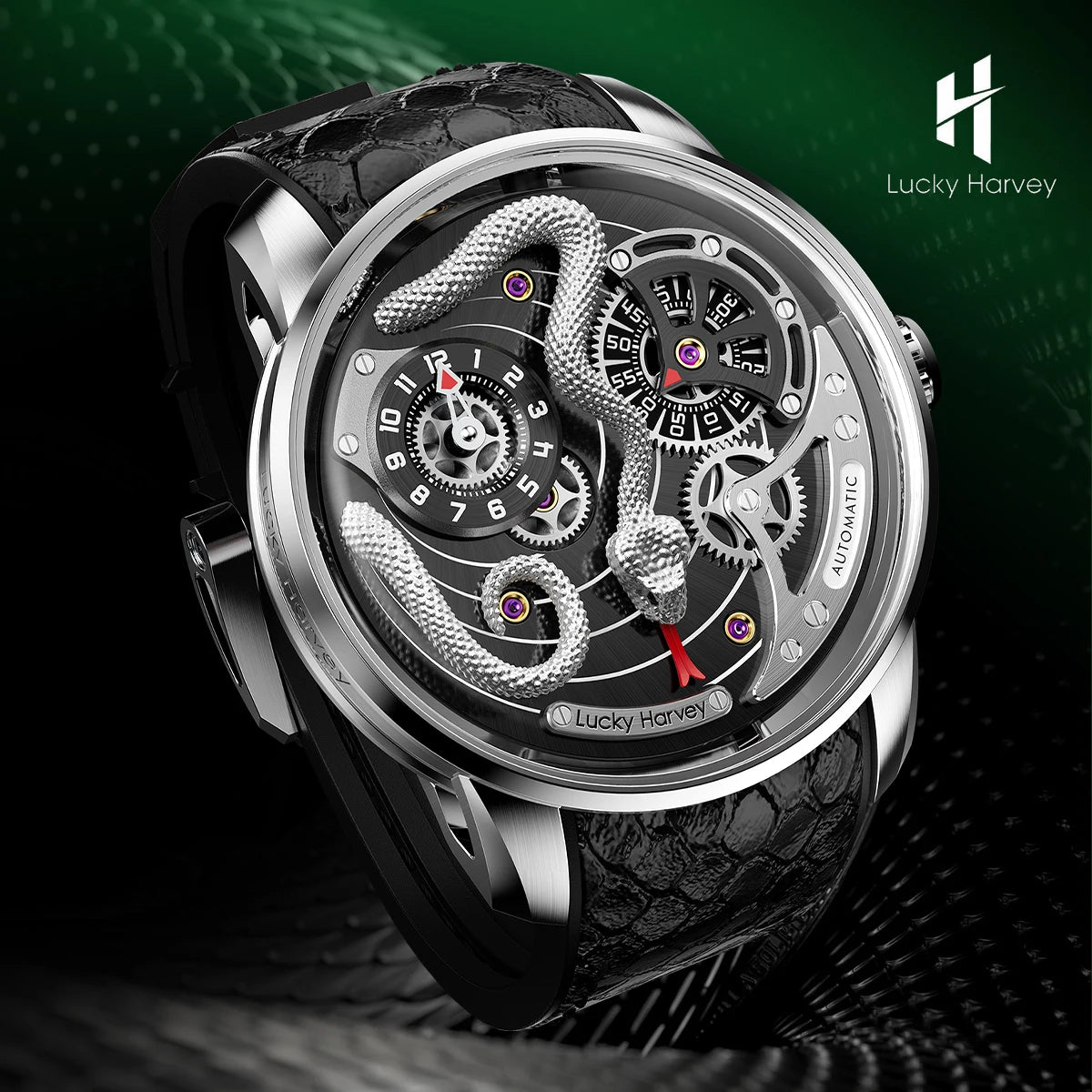 Function	Luminous glow of Lucky Harvey Snake Automatic Mechanical Watch in dark conditions