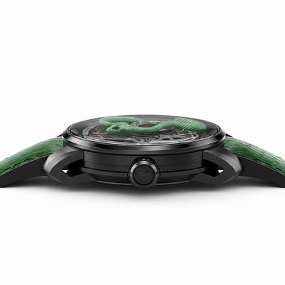 Lucky Harvey 3D Snake - A - watch side view, black case