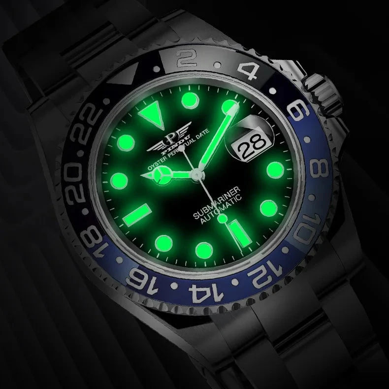PINDU 6510 Automatic Mechanical Watch luminous display glowing in the dark
