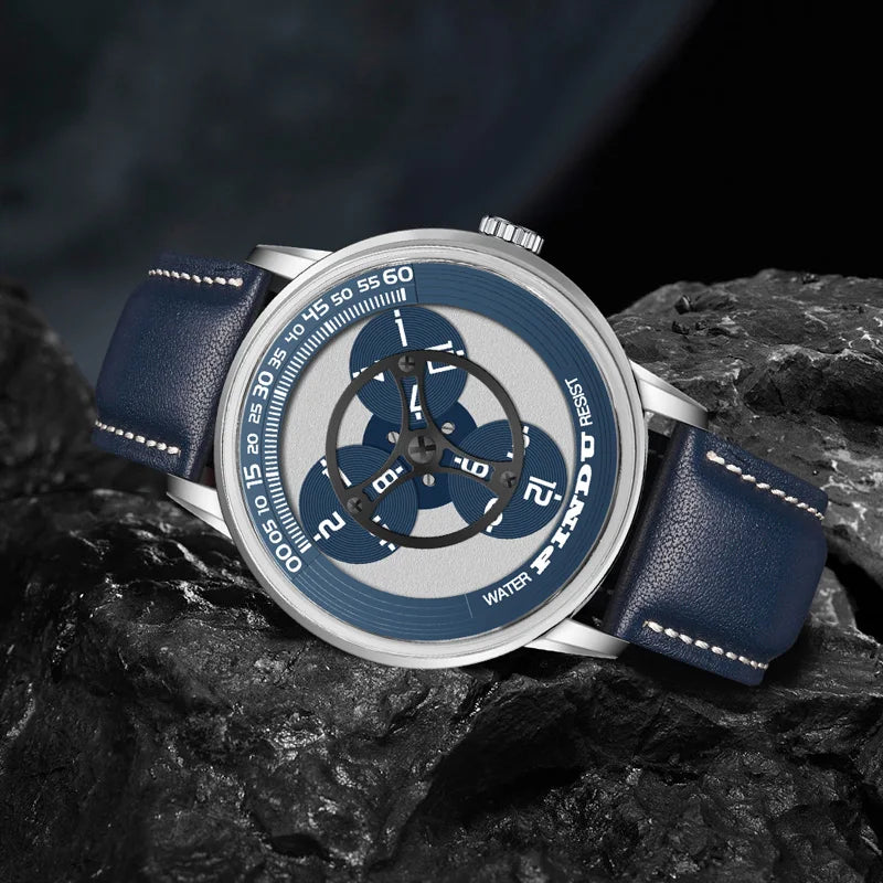 Lifestyle photo of PINDU P6618 Men’s Automatic Watch on blue strap
