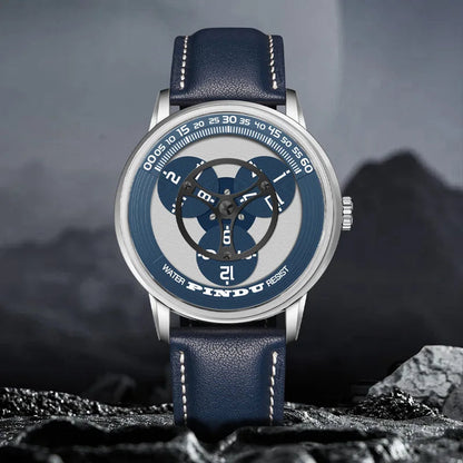 Macro close-up of PINDU P6618 rotating dial mechanical watch