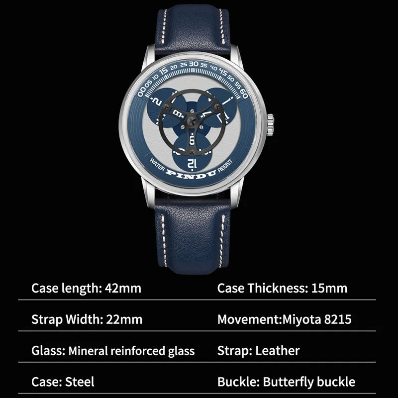 Technical specification image of PINDU P6618 Men’s Automatic Watch