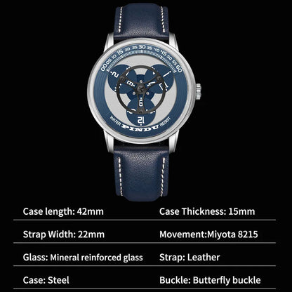 Technical specification image of PINDU P6618 Men’s Automatic Watch