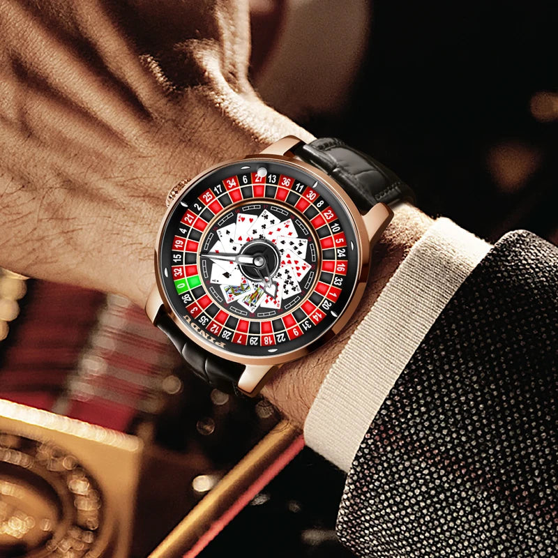 Close-up of PINDU P6626 roulette dial with playing cards and red-black number ring