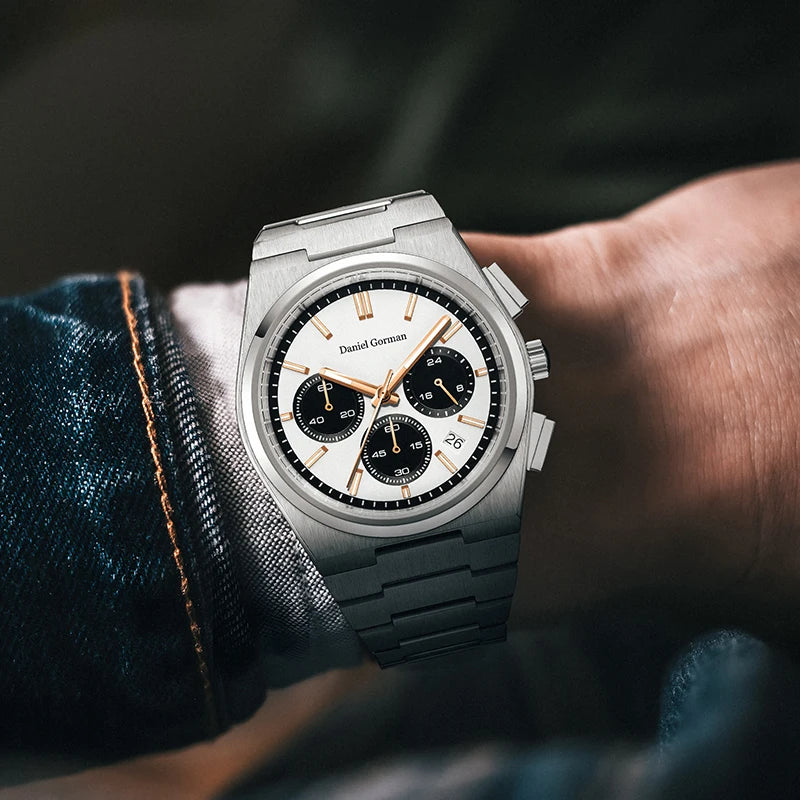 Daniel Gorman DG9004 - Me - white dial, wrist, denim