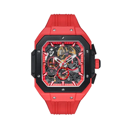 CRONUSART CM025-006 – Men’s Automatic Chronograph Watch Square Carbon Steel Case breitvacher