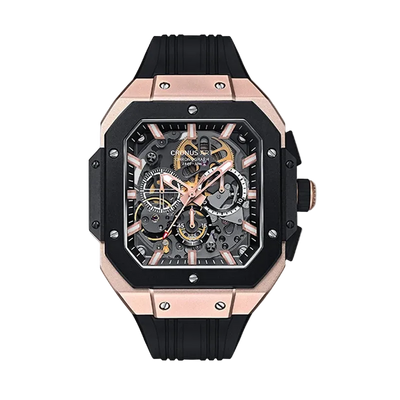 CRONUSART CM025-006 – Men’s Automatic Chronograph Watch Square Carbon Steel Case breitvacher