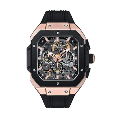 CRONUSART CM025-006 – Men’s Automatic Chronograph Watch Square Carbon Steel Case breitvacher