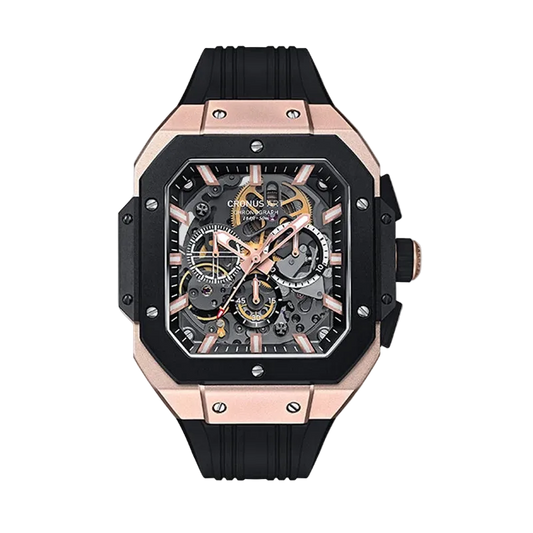 CRONUSART CM025-006 – Men’s Automatic Chronograph Watch Square Carbon Steel Case breitvacher