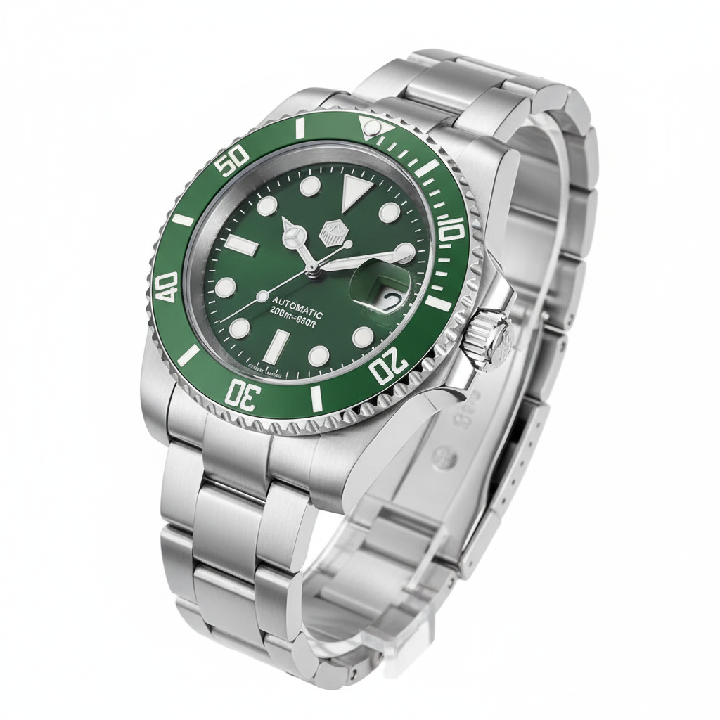 San Martin SN0017B - Wate - green bezel, green dial Angled