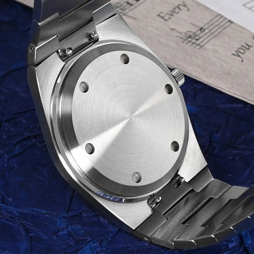 San Martin SN0023 – Men’s Automatic Watch – Caseback View – Screw-Down Solid Steel Finish