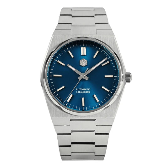 San Martin SN0023 – Men’s Classic Automatic Watch – Blue Dial – 316L Stainless Steel Bracelet – Sapphire Crystal