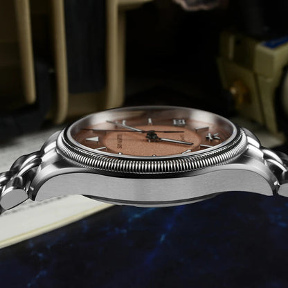 San Martin SN0033 – Men’s Pilot Automatic Watch – Fluted Bezel Side Profile – 316L Stainless Steel Case – Sapphire Crystal Dome