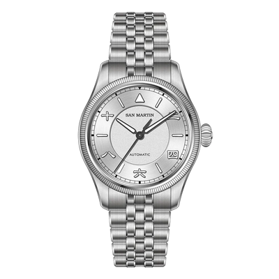San Martin SN0033 - Pilot - silver dial, full shot