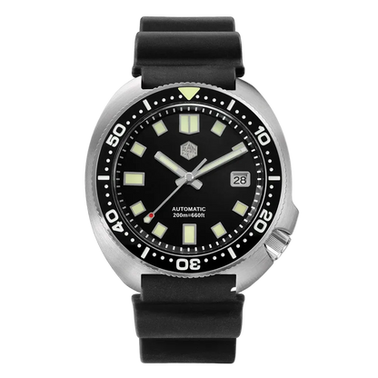 San Martin SN0047BG - Black Dial, Black Rubber Strap