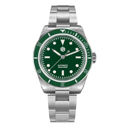 San Martin SN004 38mm Dive Watch – Green Dial and Bezel Automatic Mechanical 200m Waterproof