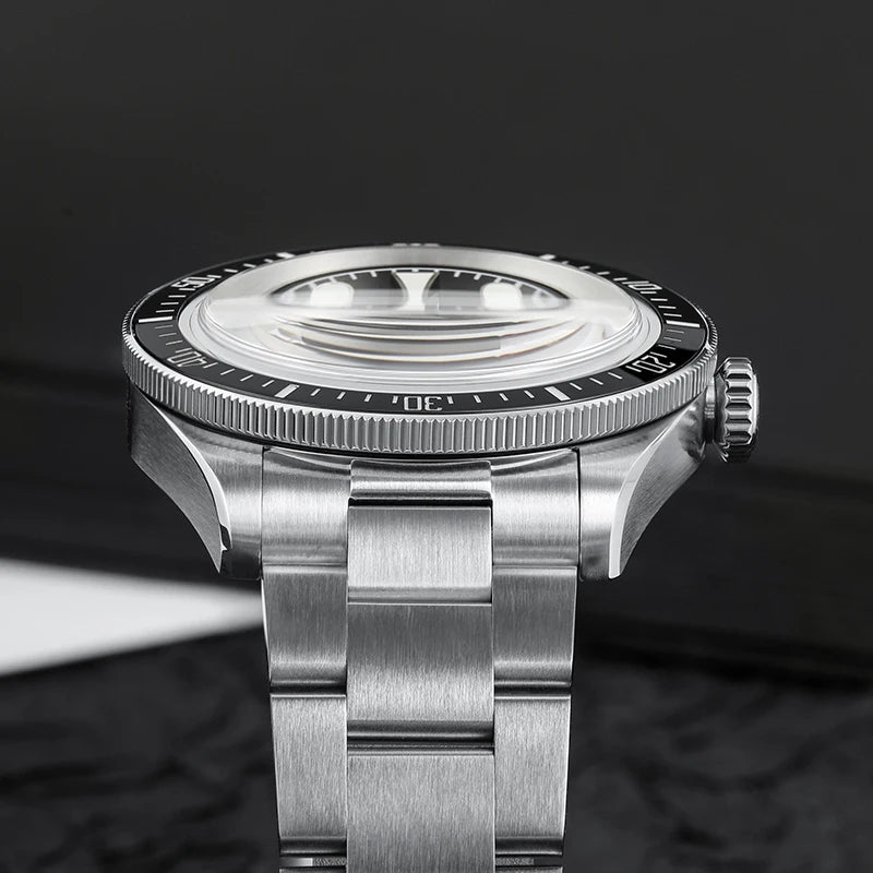 San Martin SN004 – Men’s Automatic Dive Watch – Abyss black Ceramic Bezel – 316L Steel Bracelet – Sapphire Crystal