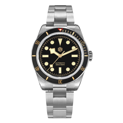 San Martin SN004 – Men’s Automatic Dive Watch – Abyss black Ceramic Bezel – 316L Steel Bracelet – Sapphire Crystal