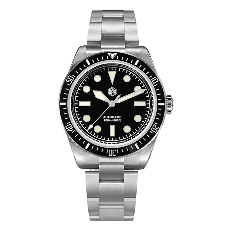 San Martin SN004 – Men’s Automatic Dive Watch – Abyss black Ceramic Bezel – 316L Steel Bracelet – Sapphire Crystal