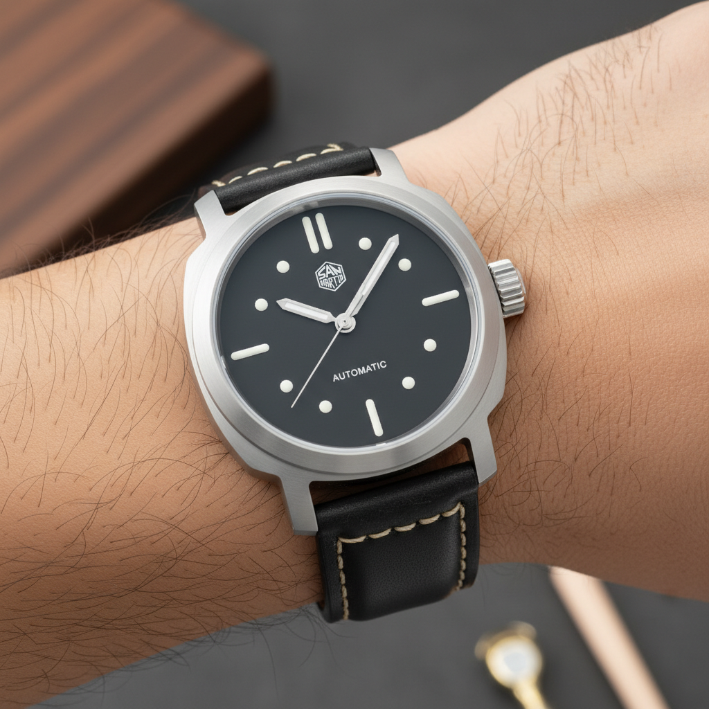 San Martin SN0065 G - Vin - black dial wrist shot