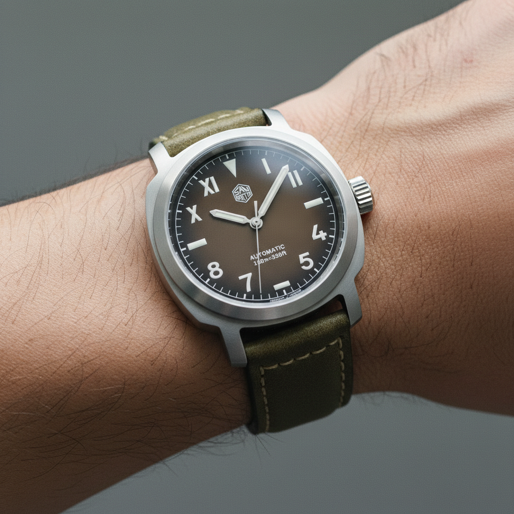 San Martin SN0065 G - Vin - brown dial wrist shot