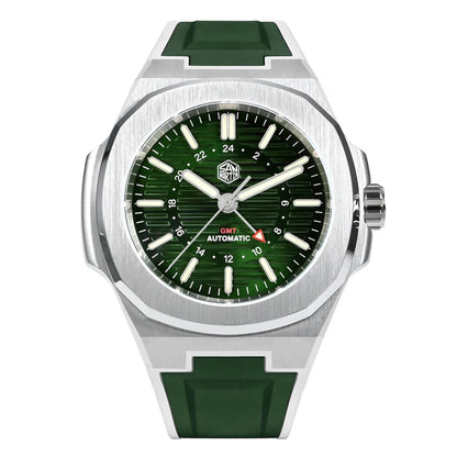 San Martin SN0075-G-C – Men’s Automatic Dive Watch with Green Dial and Sapphire Crystal Front View