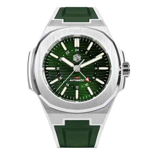 San Martin SN0075-G-C – Men’s Automatic Dive Watch with Green Dial and Sapphire Crystal Front View