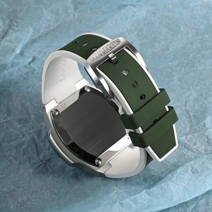 San Martin SN0075-G-C – Men’s Automatic Dive Watch – Stainless Steel Buckle with Green Rubber Strap Engraved with San Martin Logo