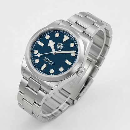 San Martin SN0107-G6 - Au - blue dial, steel bracelet angled