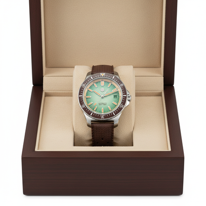 San Martin SN0118-G Crimson Tide automatic watch displayed in premium presentation box