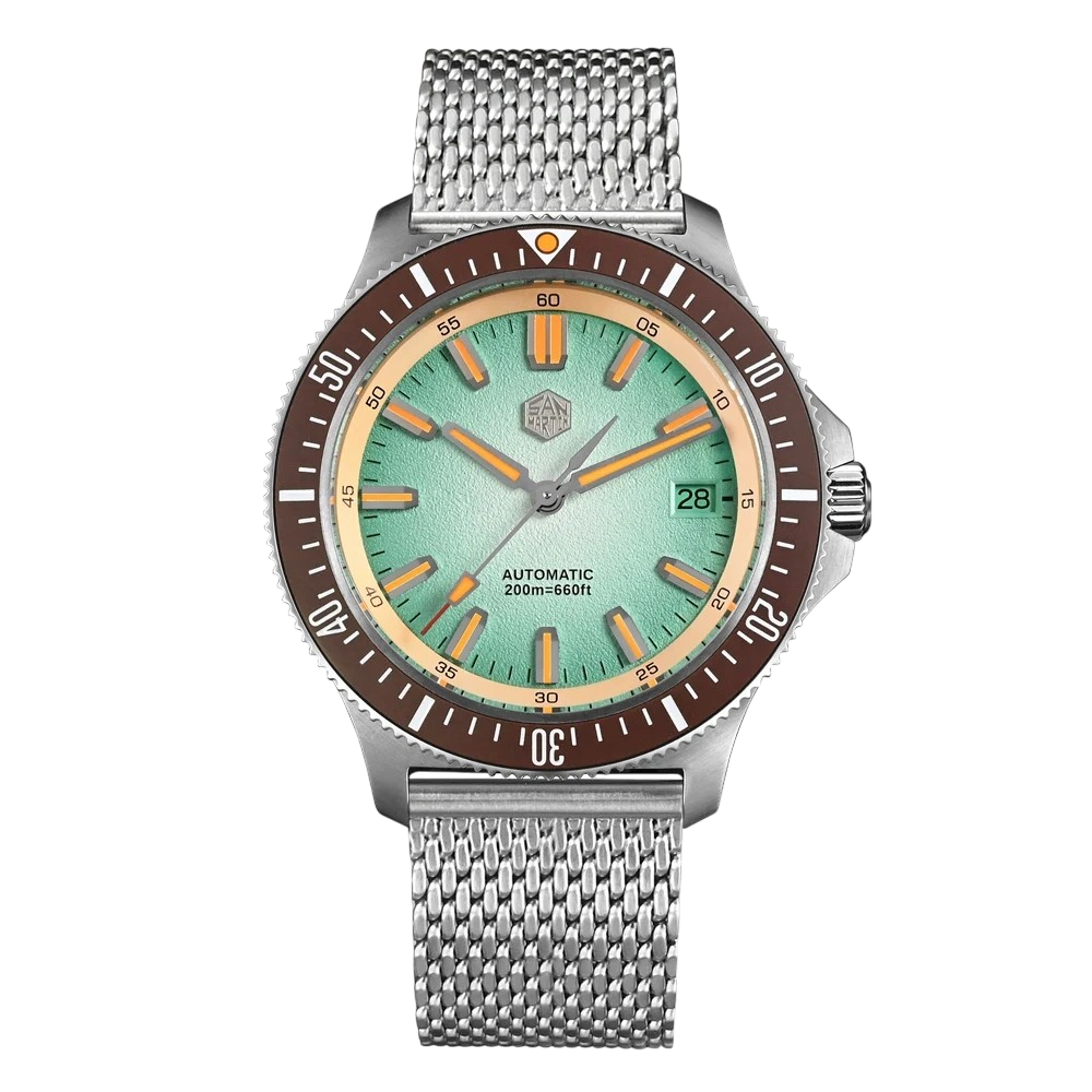 San Martin SN0118G - Watch with green face and brown bezel