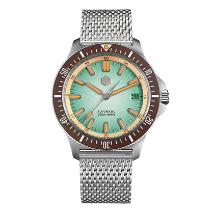 San Martin SN0118G - Watch with green face and brown bezel