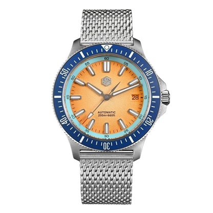 San Martin SN0118G - Watch with orange face and blue bezel