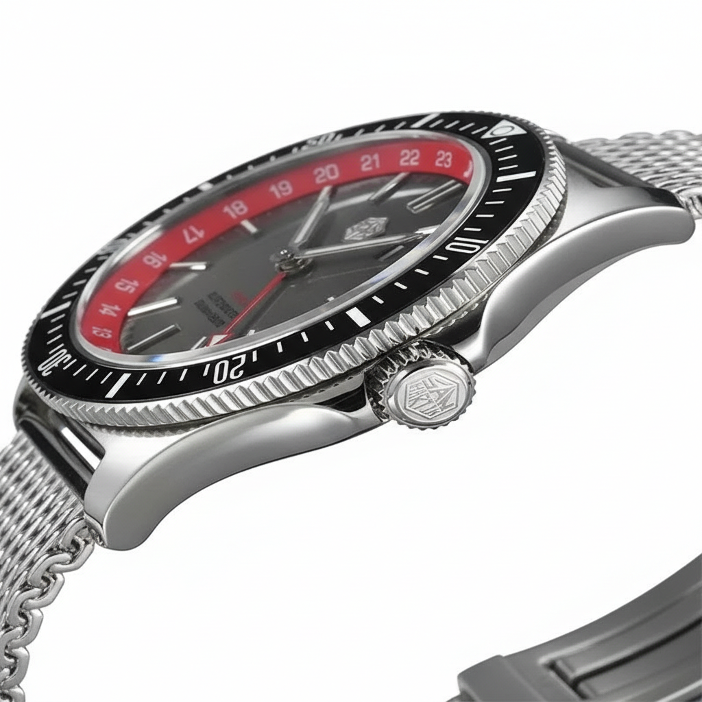 San Martin SN0119 - Automatic GMT Dive Watch Luminous 200m Stainless Steel Strap Edition breitvacher