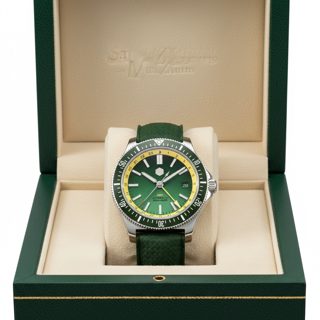 San Martin SN0119 - Automatic GMT Dive Watch Luminous 200m Rubber Strap Edition breitvacher