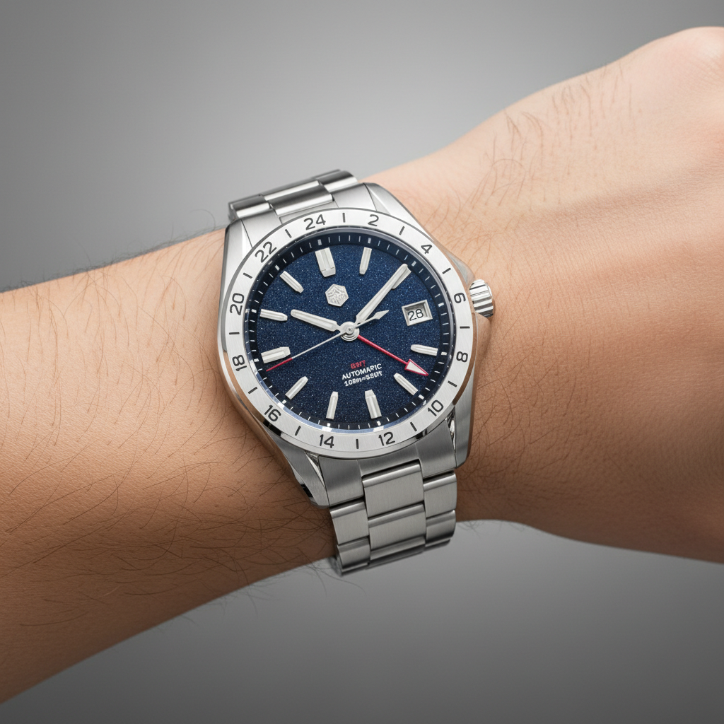 San Martin SN0129-G-B - GMT Automatic Watch with Lapis Lazuli Dial breitvacher