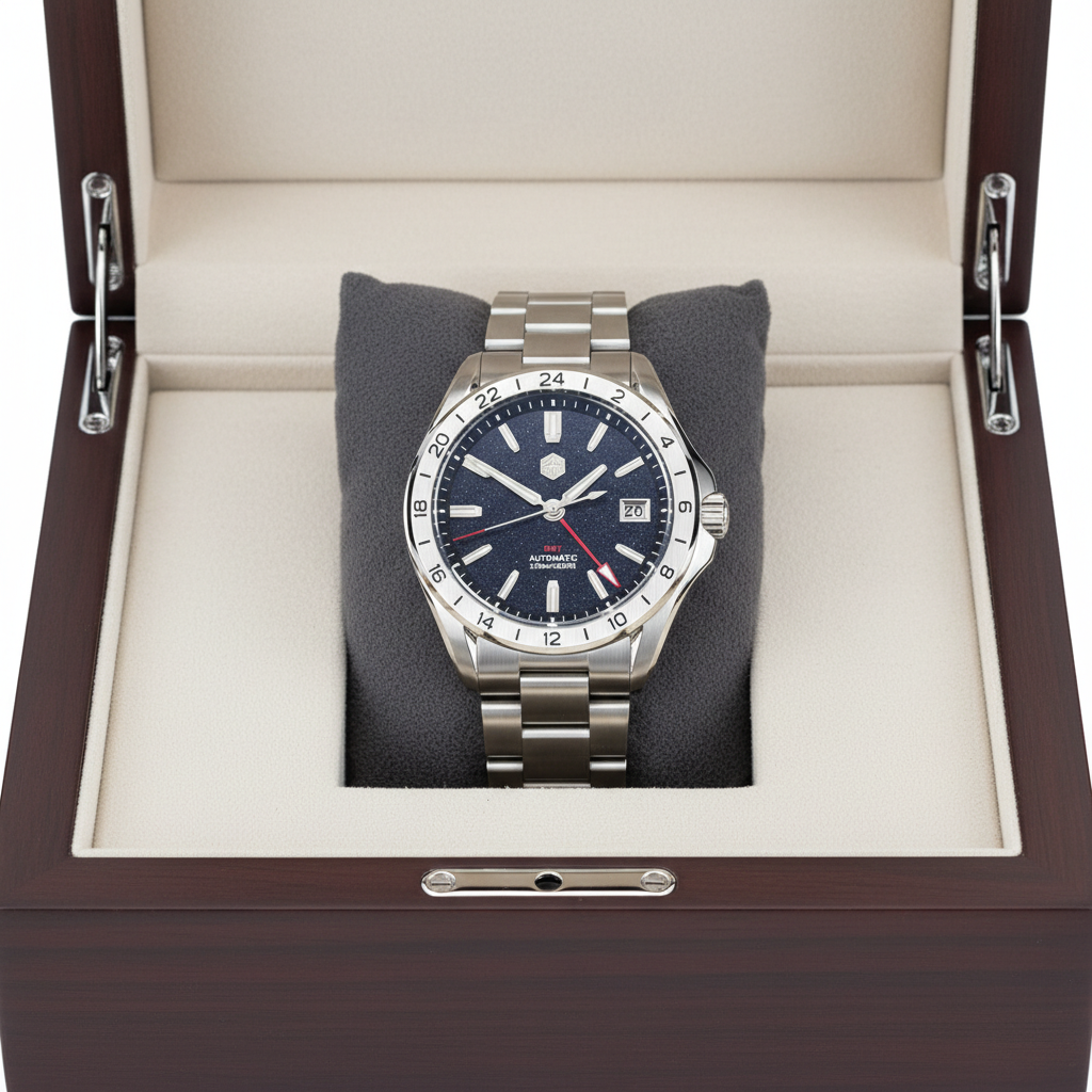 San Martin SN0129-G-B - GMT Automatic Watch with Lapis Lazuli Dial breitvacher