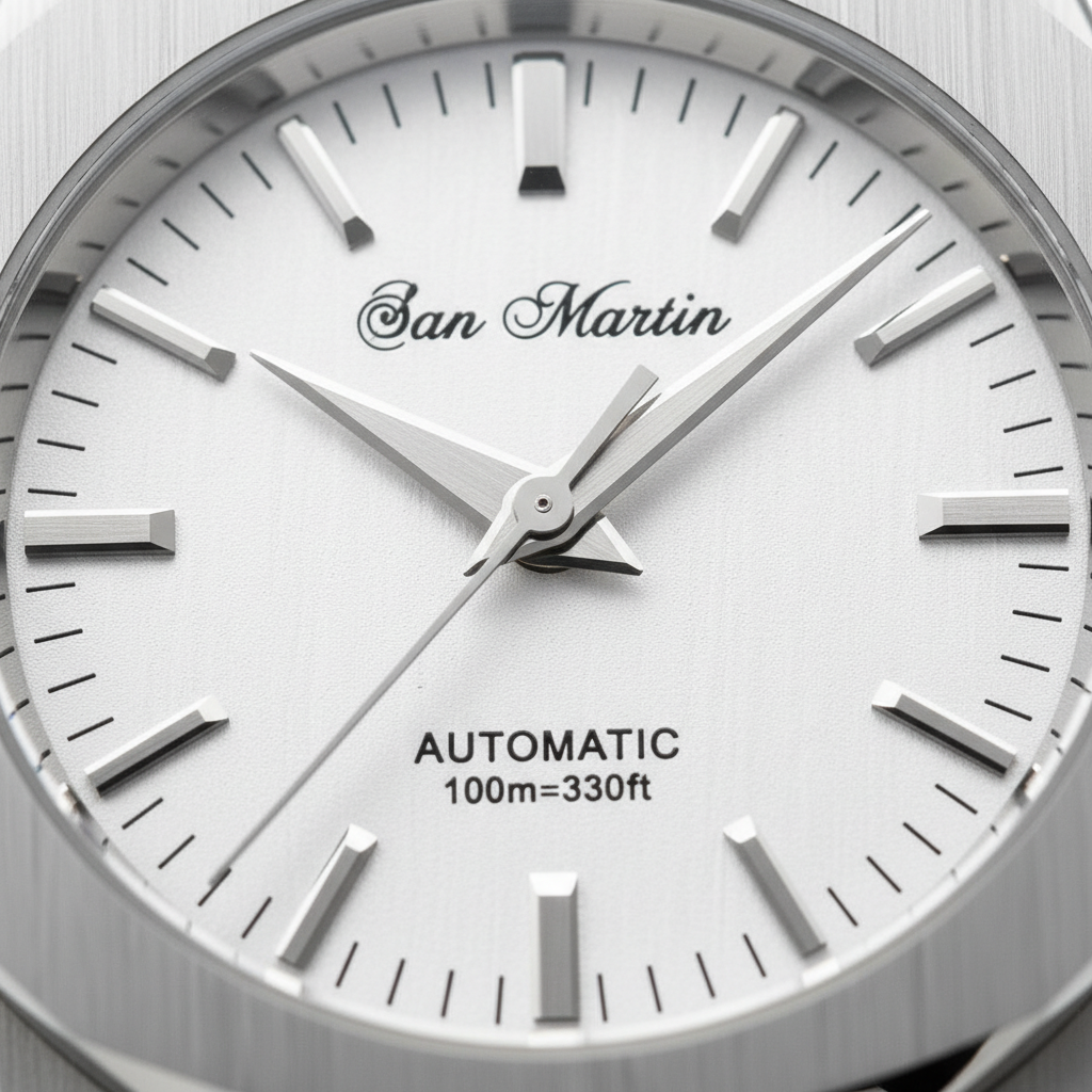 San Martin SN013-G - Oak - steel bracelet, black background