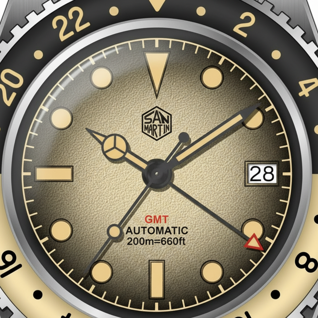 San Martin SN0134 - GMT Automatic Watch with Sapphire Bezel breitvacher